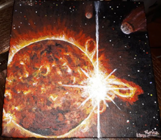 Stellar flare, acrylic painting 2020